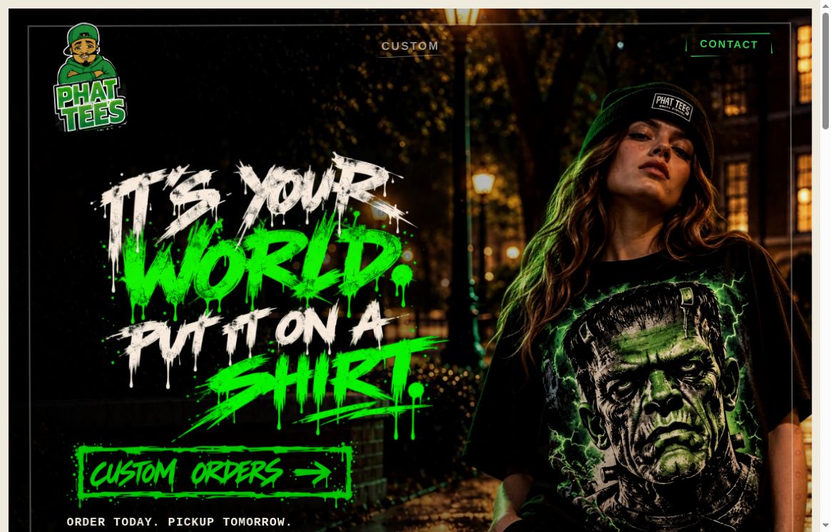 Actual Phat Tees website screenshot